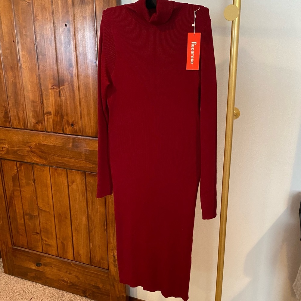 NWT Rocorose Red Midi Sweater Dress Women’s XXL
